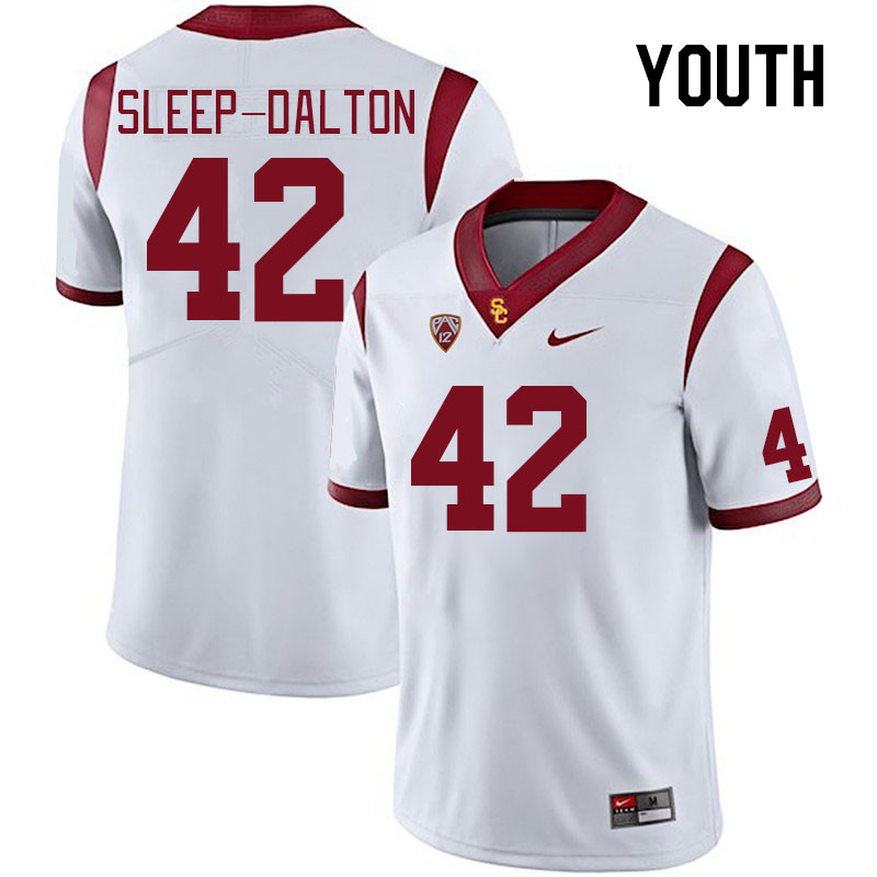 Youth #42 Aadyn Sleep-Dalton USC Trojans College Football Jerseys Stitched Sale-White